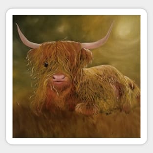 Alfalfa, Highland Cow Portrait, Highland Cow Prints, Mugs, Pillows, Cow Pillow, Cow Tote, Highland Cow Bag, Cute Cow Tote Sticker